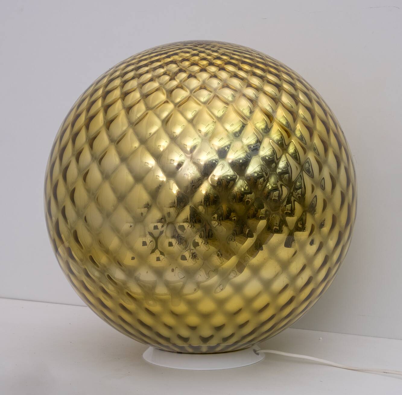 Mid-Century Modern Italian Gold Murano Glass "Diamont Sphere" Table Lamp,70