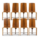 Series of eight blond cherry chairs, 1980s