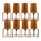 Series of eight blond cherry chairs, 1980s