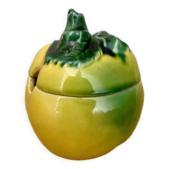 Mustard pot or jam pot in apple slip