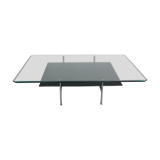B&B Italia 'Diesis' Two-Tier Glass and Leather Coffee Table by Antonio Citterio