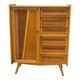 Children's wardrobe in wood and rattan with so-called Parisian compass feet