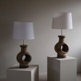 Modern Danish ceramic table lamp, large sizes, green/brown colours, 1960s.