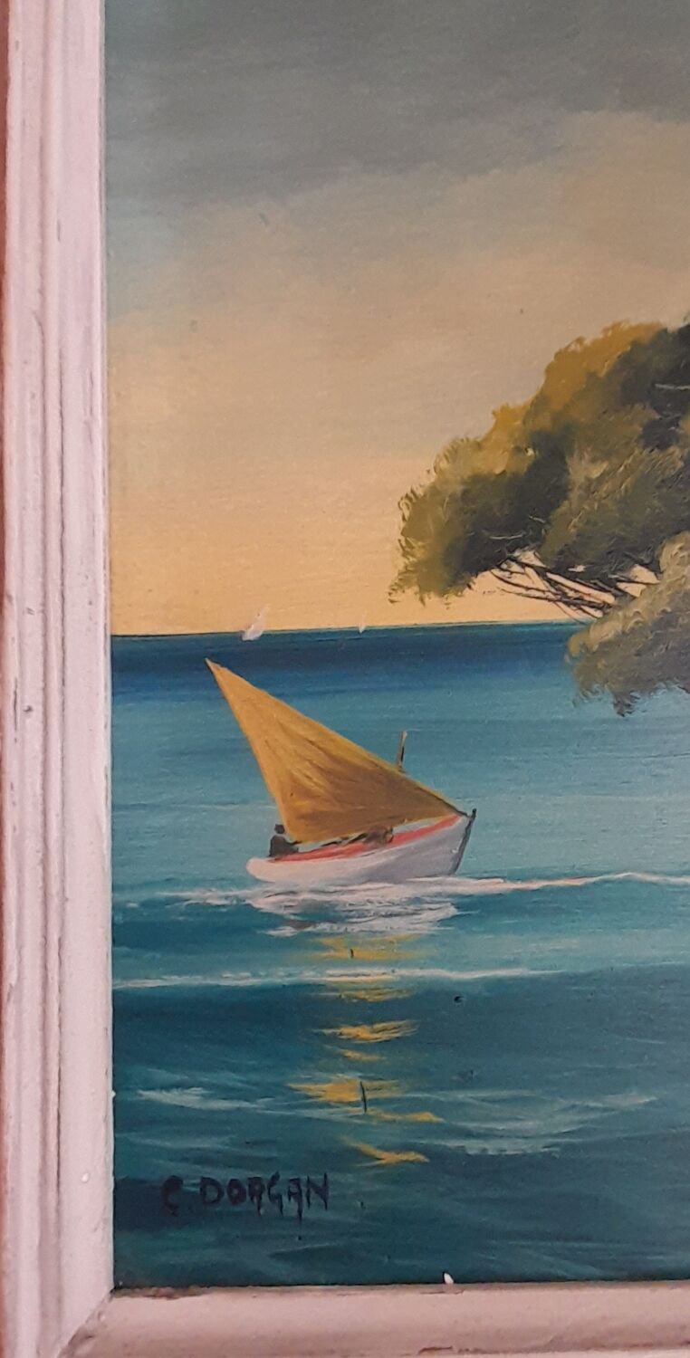 Oil on panel Côte d Azur