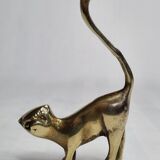 Set of three brass cats