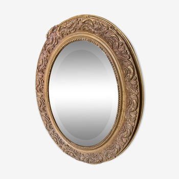 Ancien miroir ovale biseauté