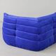 Togo corner chair in blue velvet by Michel Ducaroy for Ligne Roset