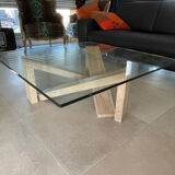 Table basse verre travertin roche bobois