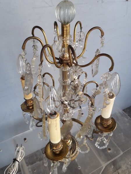 Candelabra bronze and crystal XIXem