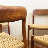 Set of 6 dining chairs, model 75 by Niels O. Møller in teak and paper cord