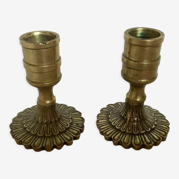 Pair of brass candle holders