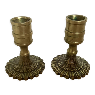 Pair of brass candle holders