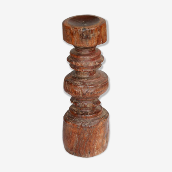 High wooden candlestick old teck patina of origin old charpoy foot indian bed