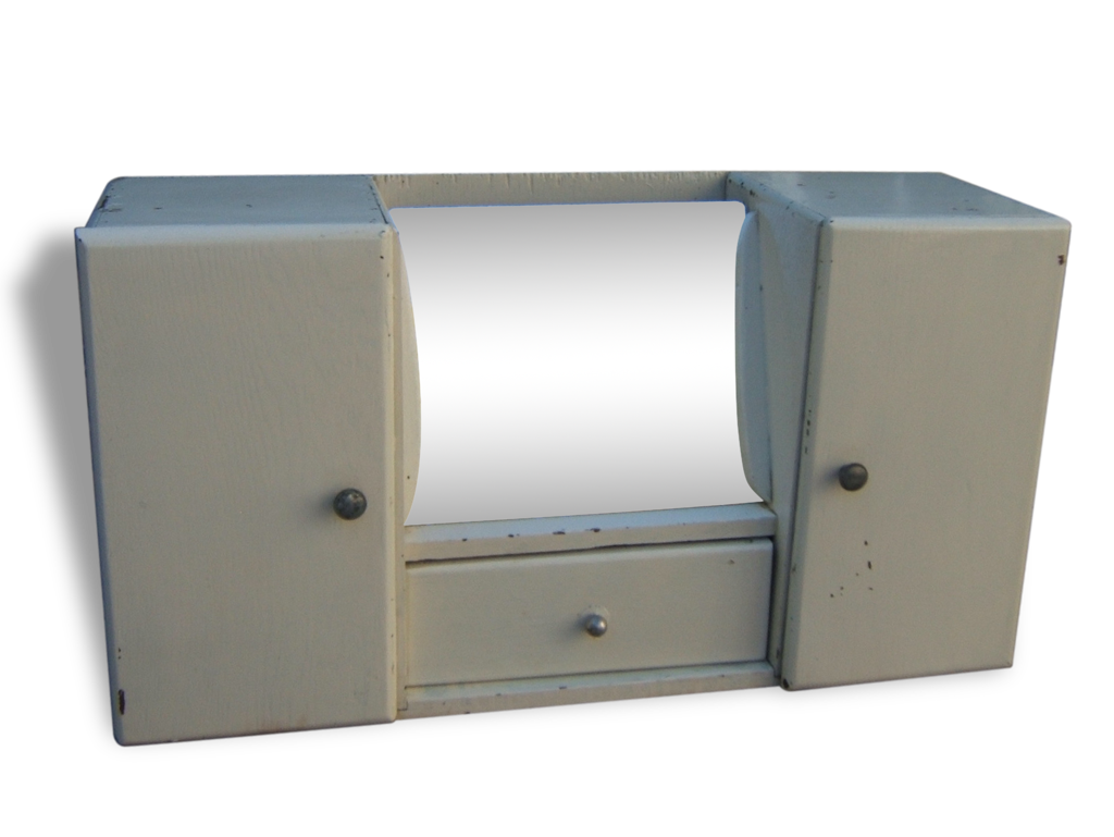Armoire de toilette vintage en bois peint Selency