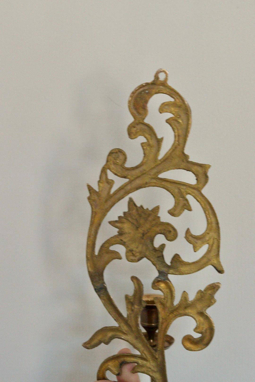 Pair of Swedish brass wall sconces from the mid-century.