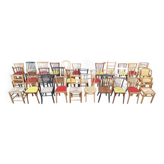 Lot de 33 Chaises Bistrot Vintage, Meubles Sièges Anciens