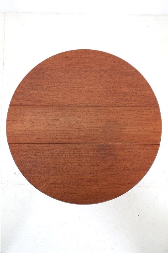 Set of 2 round mid-century teak side tables by Carlo Jensen for Poul Hundevad, 1960s, Danish modern design, foldable