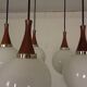 Danish Glass and Rosewood Cascade Ceiling Lamp, 1960s