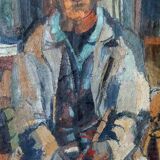 Large oil on canvas Ferruccio Ferri - 1955 - "The Fisherman" canvas 105x75 cm