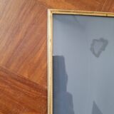 Rectangular curved glass frame 24 x 30 cm Vintage gold metal beads and edging