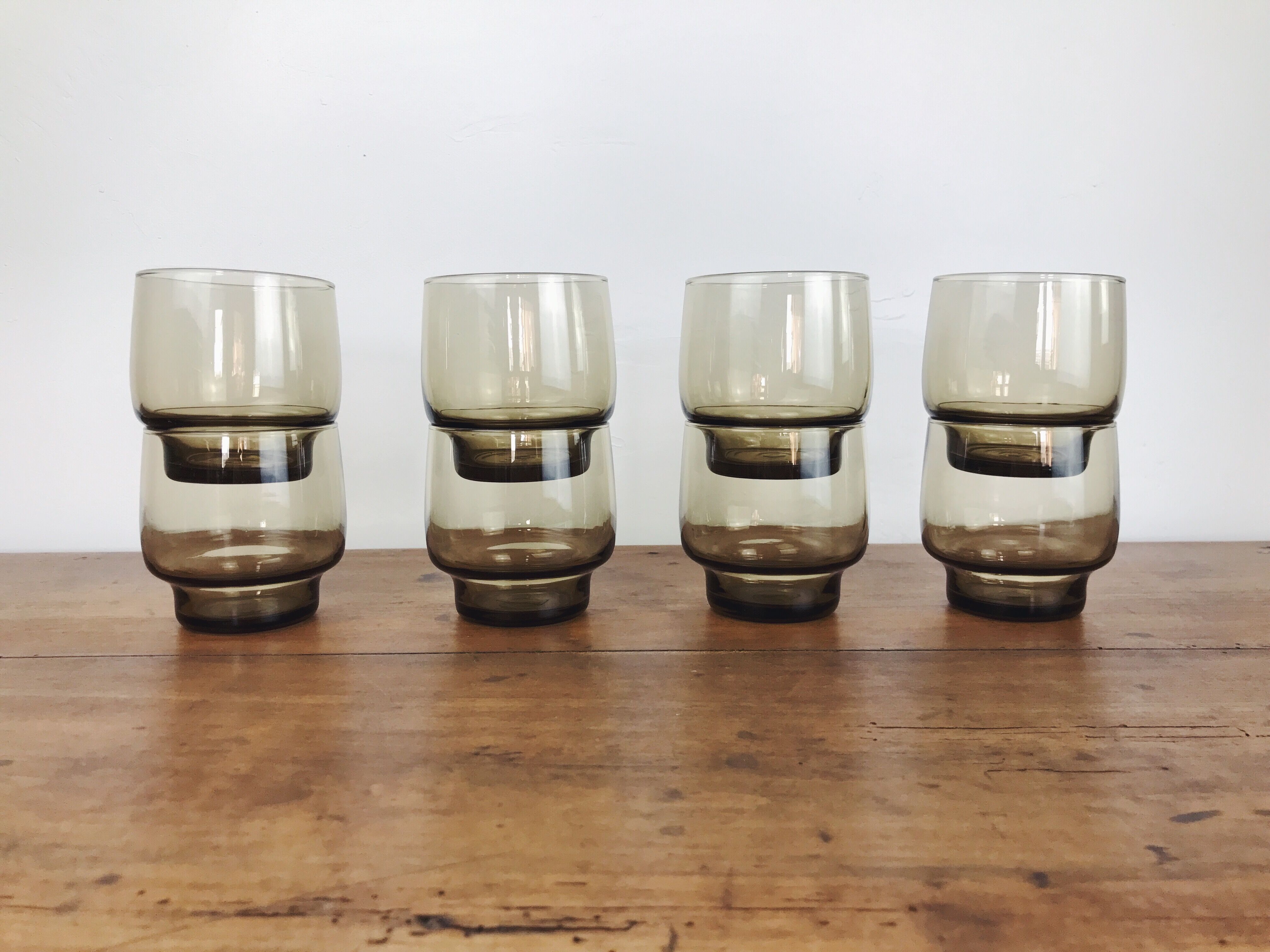 Lot de 8 verres à eau en verre fumé