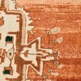 Rare Tapis Anatolien Vintage en Laine Fait Main Tons Brique & Ivoire