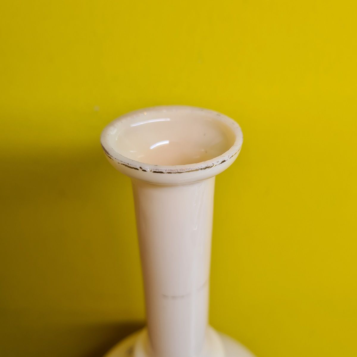 Antiquer Victorian painted beige Opaline vase Czechoslovakia,  from around 1900.