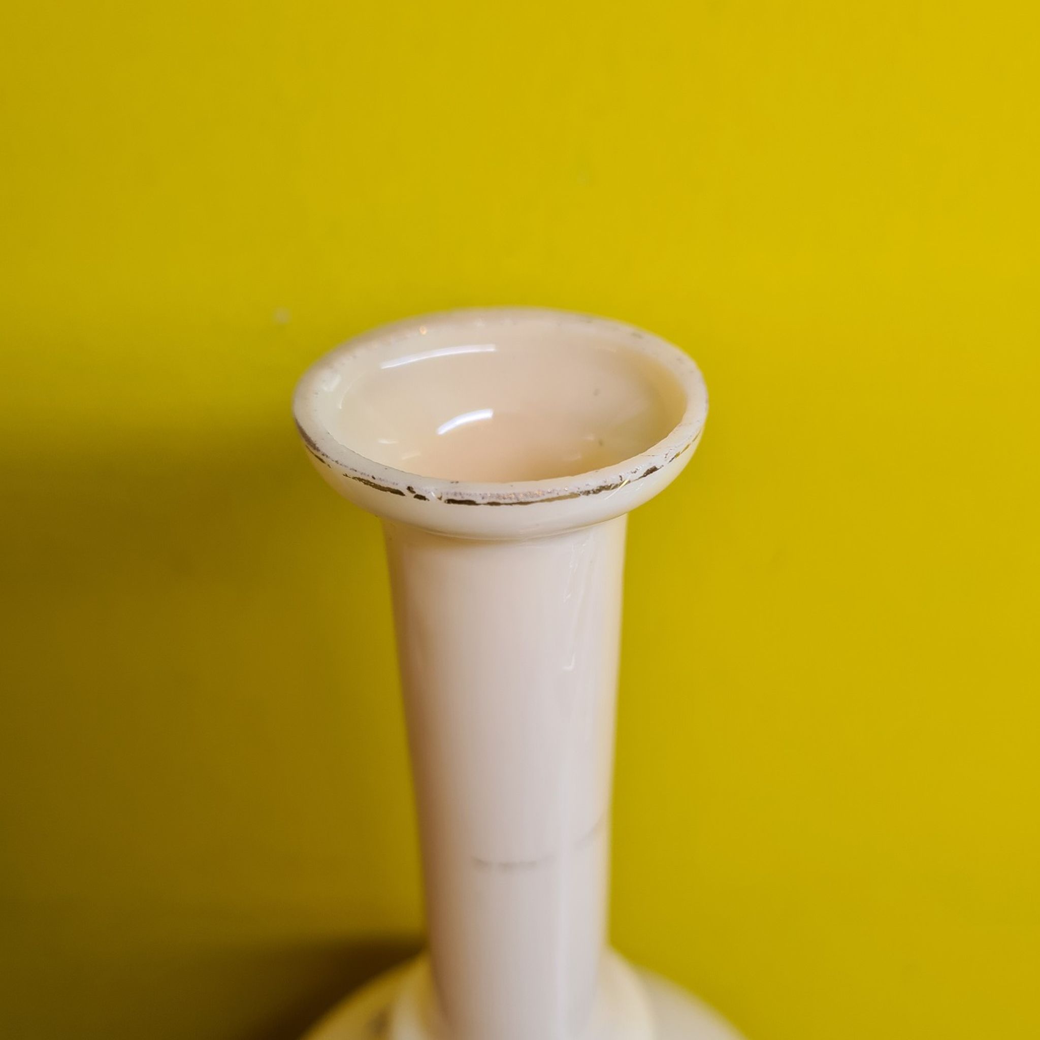 Antiquer Victorian painted beige Opaline vase Czechoslovakia,  from around 1900.