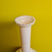 Antiquer Victorian painted beige Opaline vase Czechoslovakia,  from around 1900.