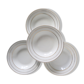 Set of 4 hollow plates, opaque porcelain, vintage French