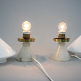 1940s pair of unique art deco table lamps with alabaster base ,czechoslovakia