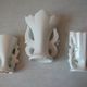 Set of 3 old small wedding communion baptism vases in white gold porcelain