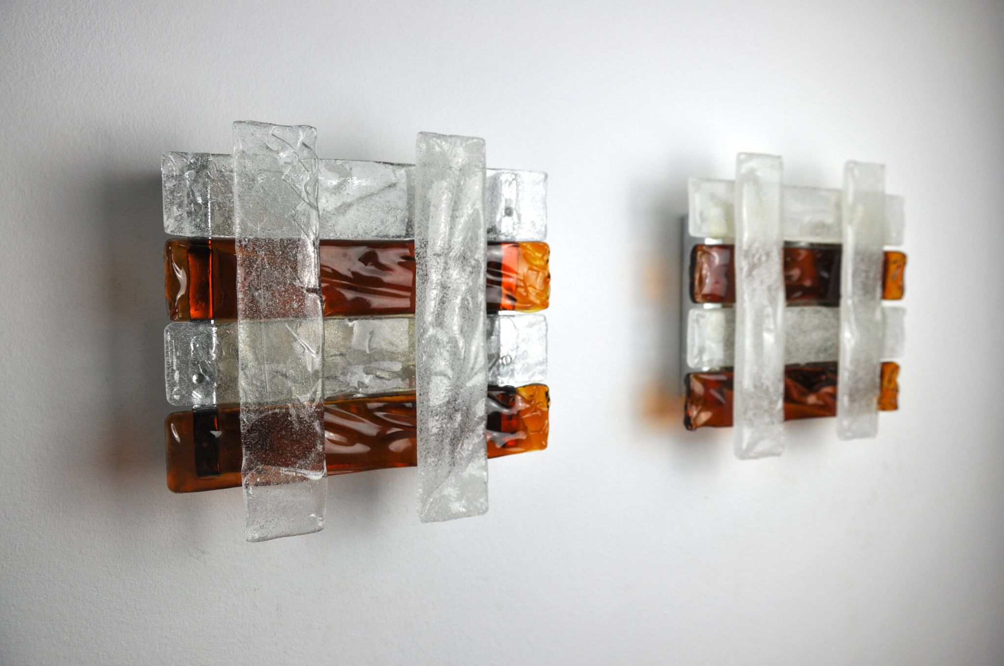 Pair of poliarte sconces by Albano Poli, 1970, Murano Italy