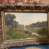 Old landscape painting signed