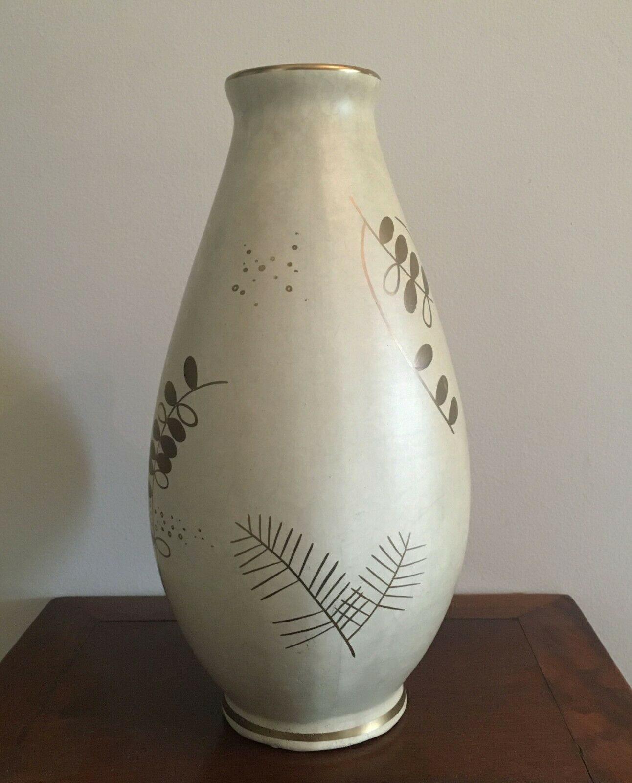20th century gold painted ceramic art deco vase