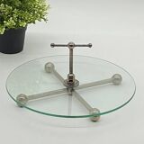 Vintage glass and silver metal presentation / service tray