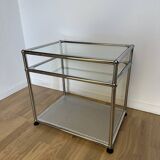 USM Haller Glass and Light Grey 2/2 Side Table
