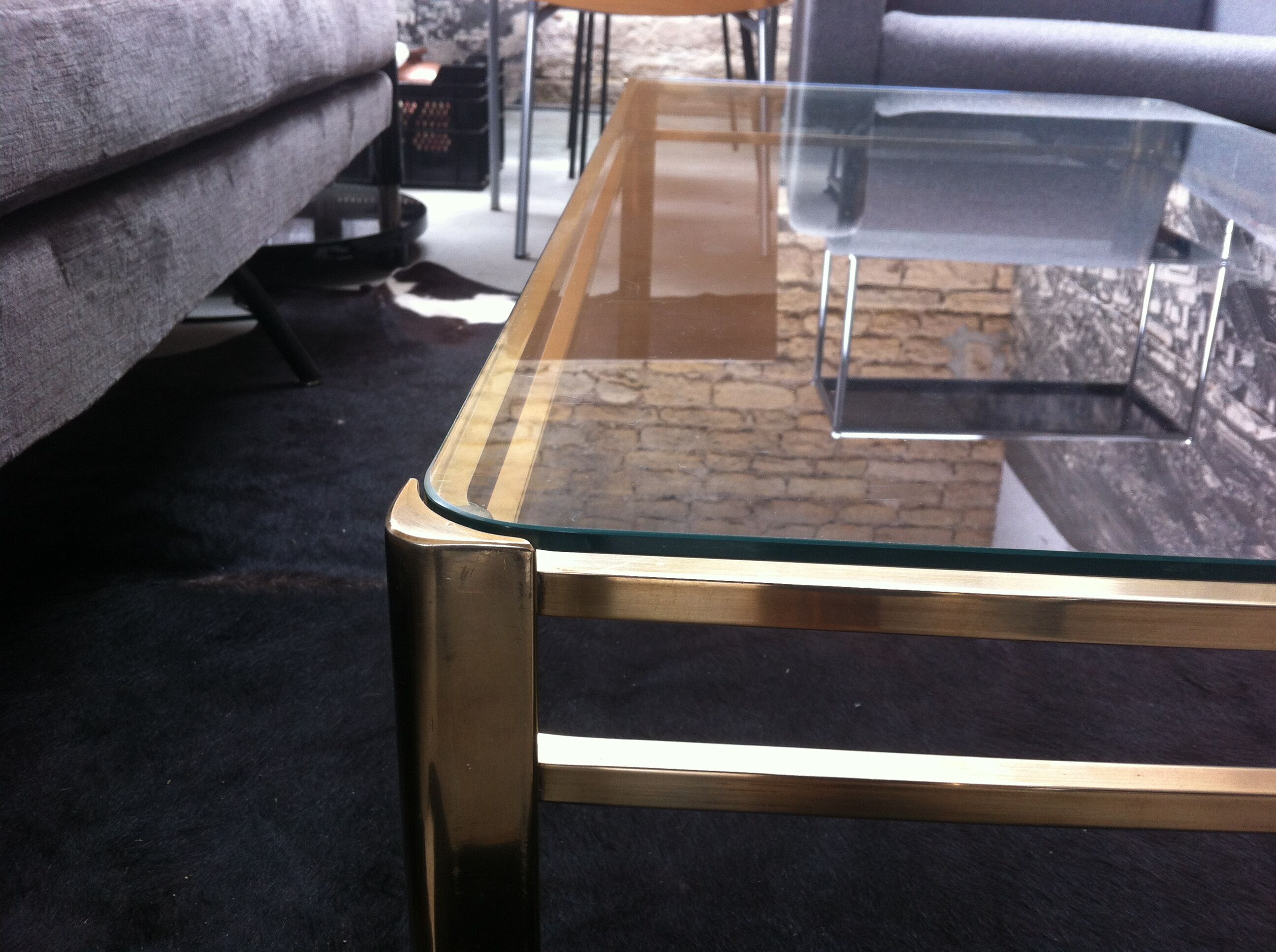 Coffee table Maison Malabert bronze & glass