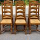 6 solid wood chairs carved and straw-covered with high farmhouse-style backs
