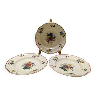 3 old Digoin plates, Agreste Sarreguemines model