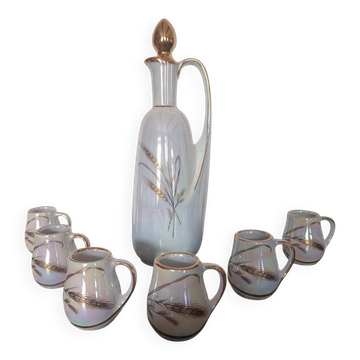 Vintage liqueur service p.a.r.i.s. 2 – iridescent porcelain