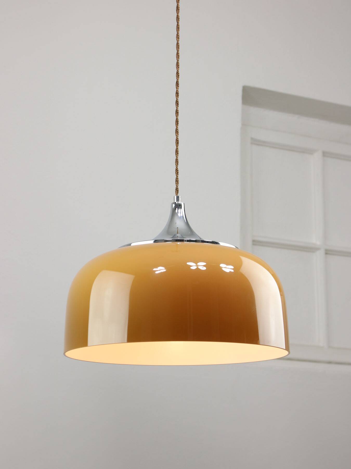 Space Age Brown Pendant Lamp from Guzzini, 1960s