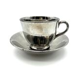 5 cups silver tea and teapot in English faience 19th century