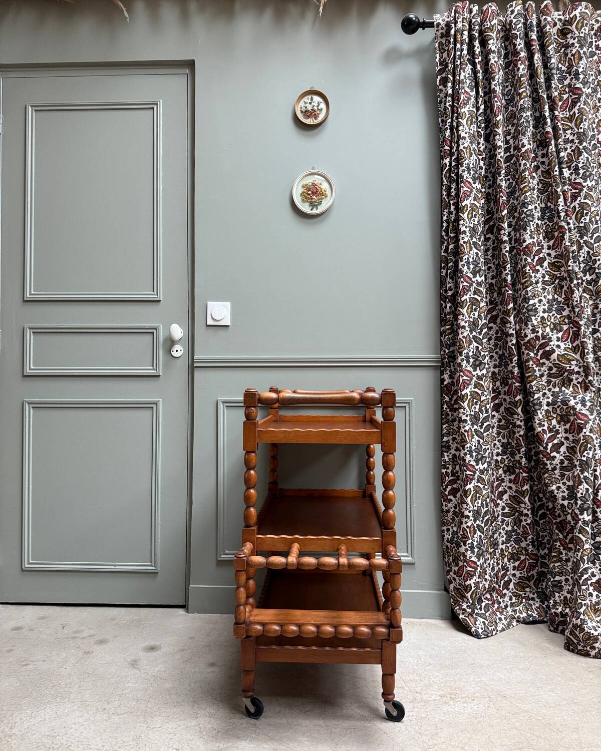 Vintage wooden serving trolley