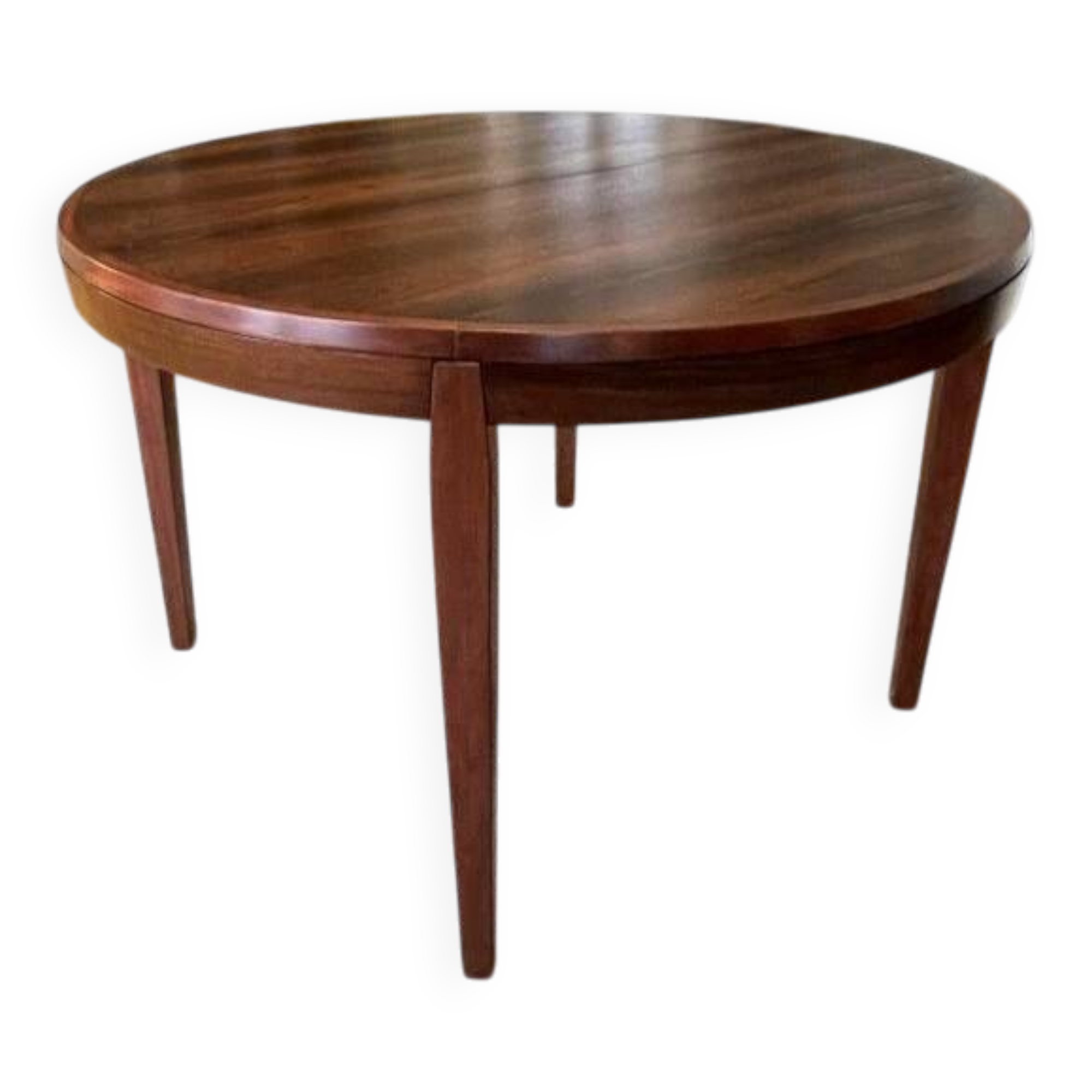 Extendable round table in solid teak and Rio rosewood – 1960s/70s