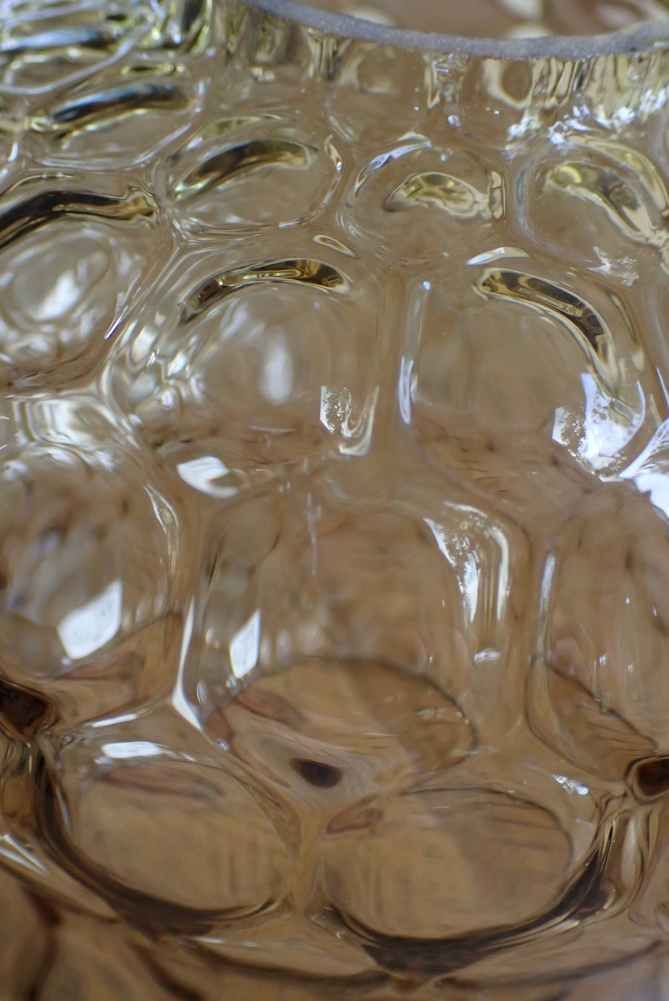 Amber glass globe for lighting - honeycomb relief