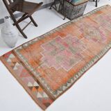 3x10 Orange Brown Handmade Wool Vintage Runner Rug, 103x323Cm SK 18245
