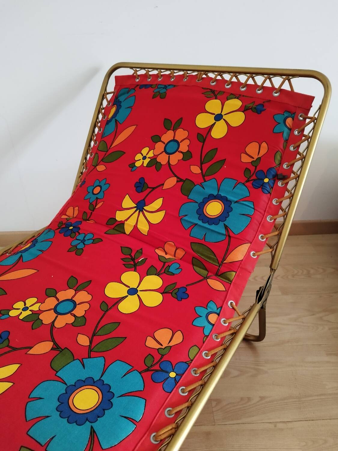 Deckchair deck chair Lafuma camp bed with flowers