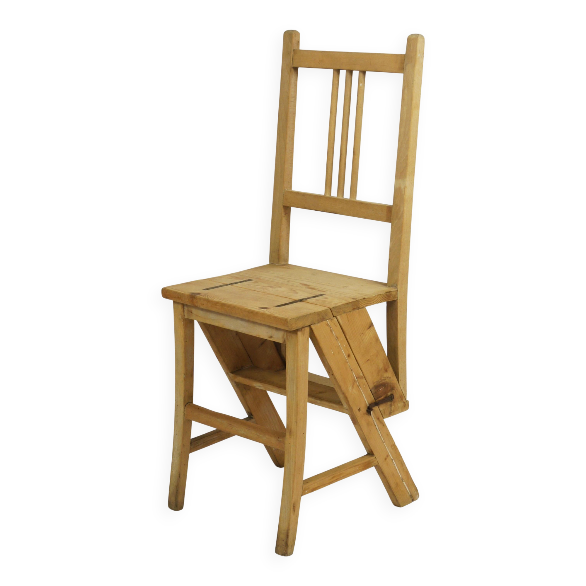 Folding metamorphic library ladder, Arts & Crafts, Vienna, 1900s