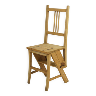 Folding metamorphic library ladder, Arts & Crafts, Vienna, 1900s